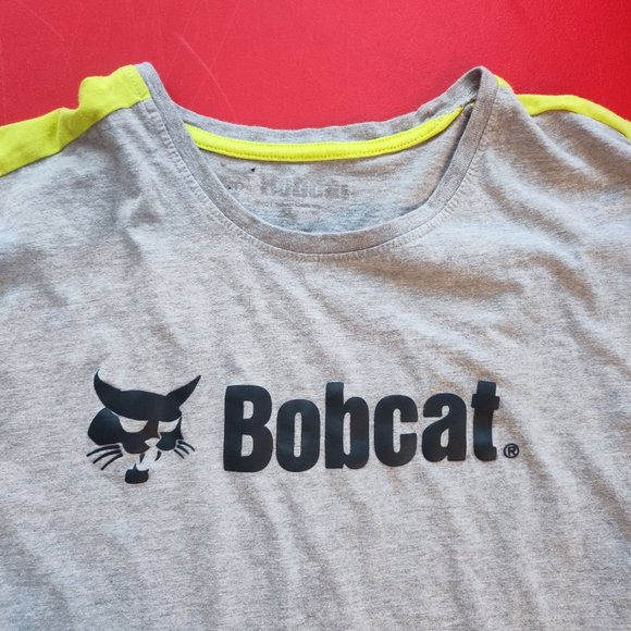 Bobcat T-shirt white with neon stripe on the shoulder men's size XL - Picture 2 of 4